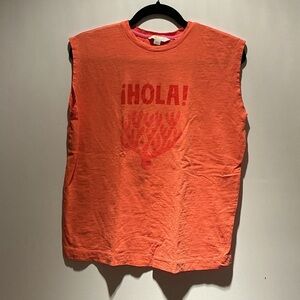 Boden Orange Sleeveless Top with '¡HOLA!' Print